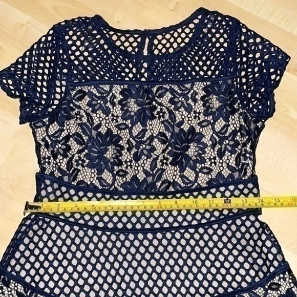 US ANGELS Girls' Color Block Lace Panel Dress in Navy size 14 gently preloved - Picture 9 of 11